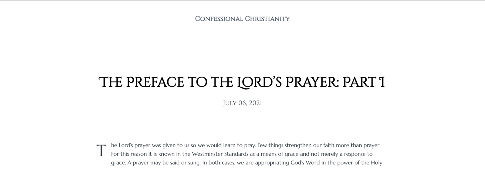 The Preface to the Lord’s Prayer: Part I